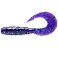 Приманка FishUP Mighty Grub 4.5" (4pcs.), #060 - Dark Violet/Peacock & Silver